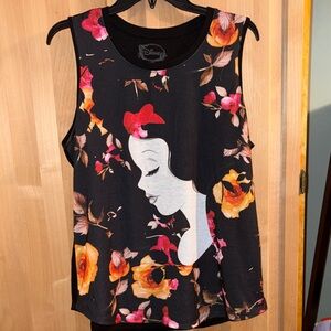 Disney Women's Black and Orange Floral Tank Top